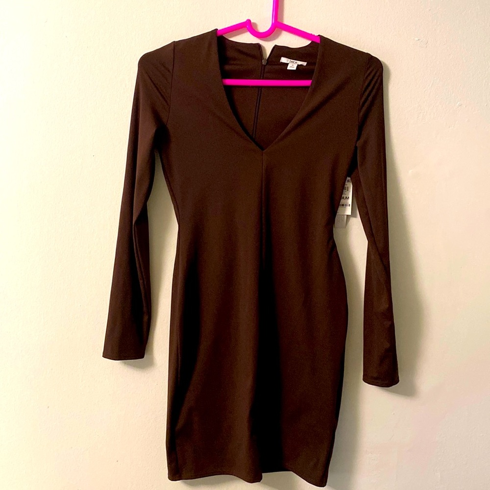 Stretchy brown long sleeve dress